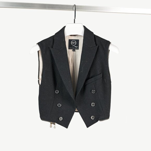 McQ Alexander McQueen AW/11 Black Wool Zippered Tail Coat - Picture 4 of 13
